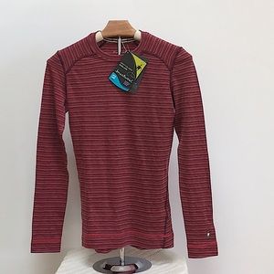 NWT Smartwool Small Wool Long Sleeve Shirt Aubergine Heather Stripe Top Shirt S